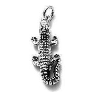 ALLIGATOR CHARM IN LARGE 3D STERLING SILVER.